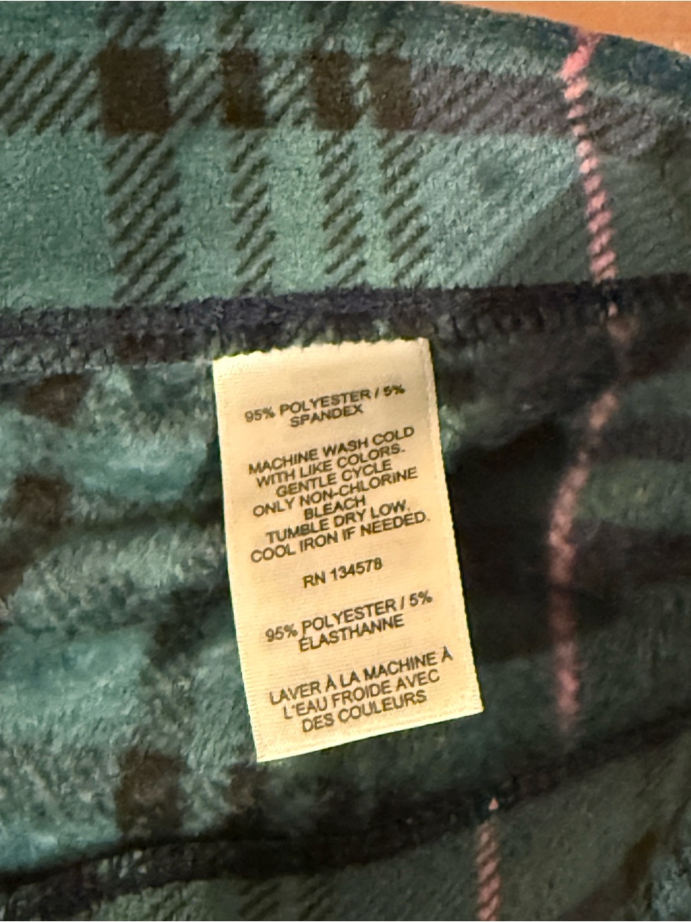 Vineyard Vines Green Plaid Fleece Leggings - Picture 4 of 4